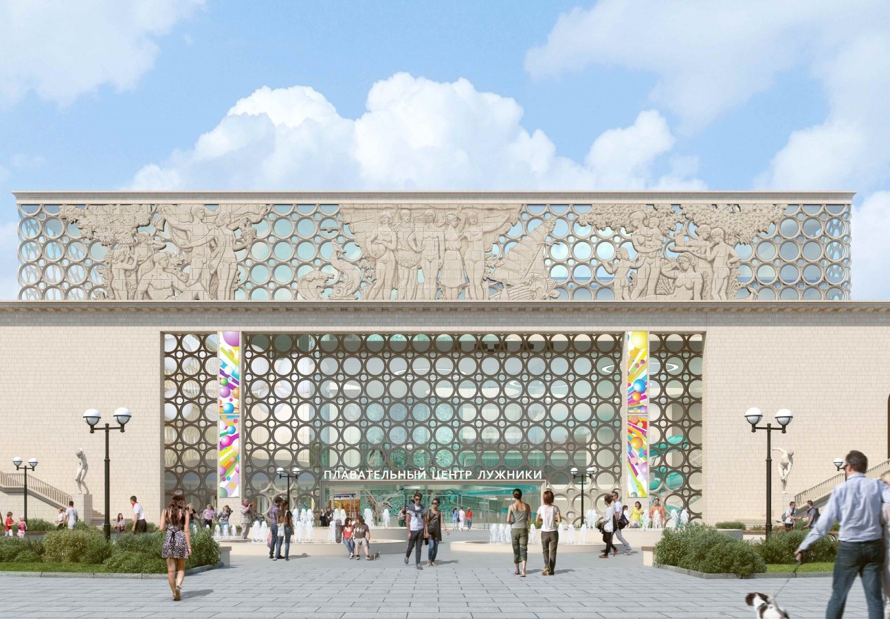 Дизайн-проект плавательного центра в комплексе «Лужники». Большой бассейн на его территории рассчитывают достроить уже к концу текущей недели
