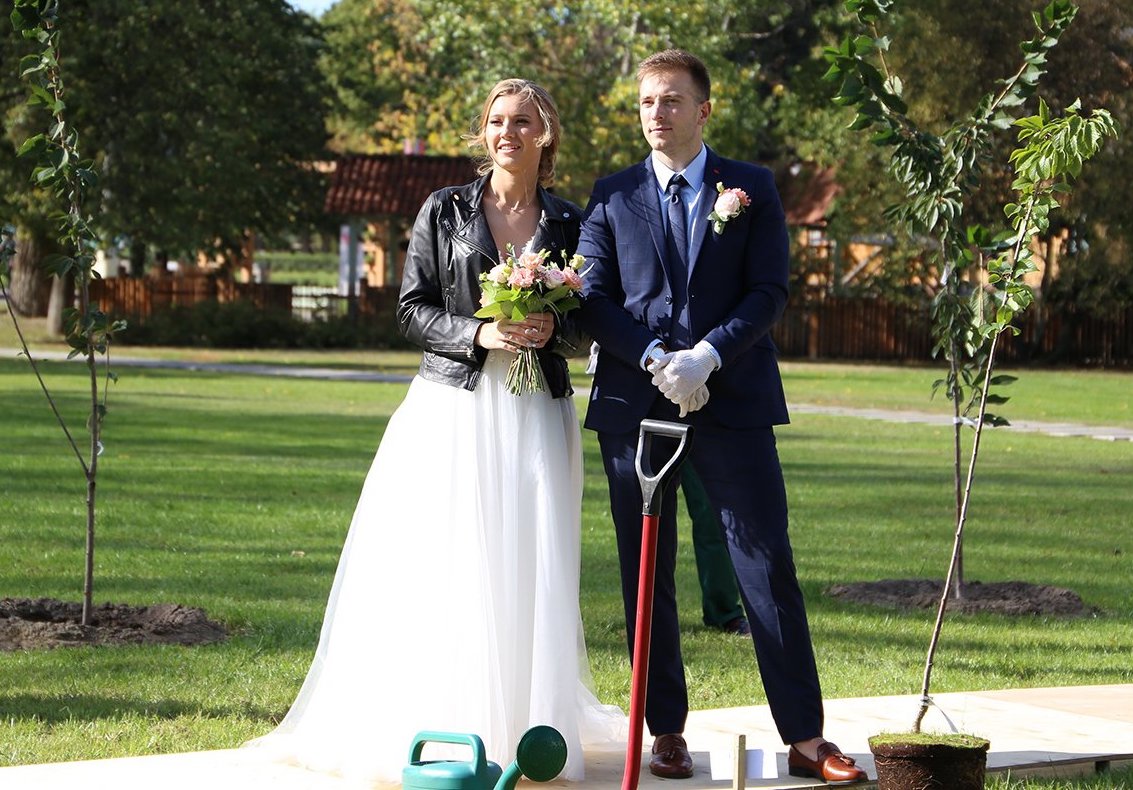 Московские молодожены посадили черешневые и вишневые деревья