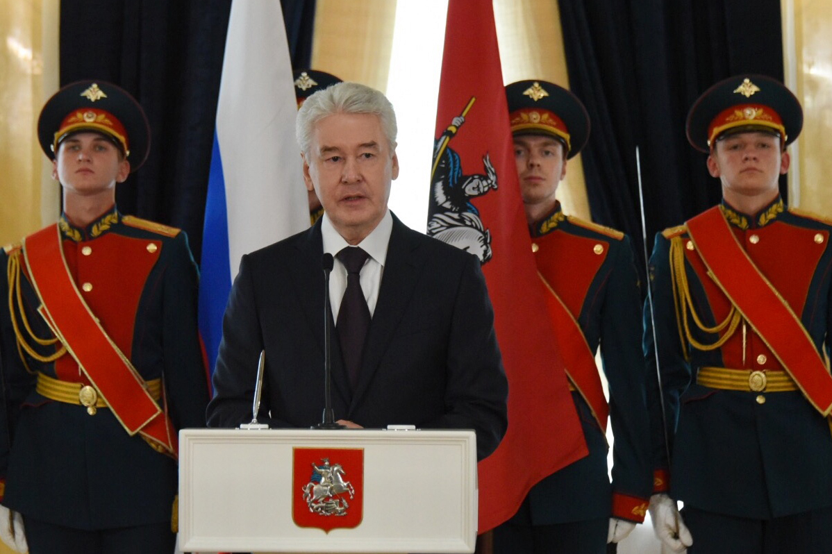 Мэр Москвы Сергей Собянин во время выступления на церемонии принесения присяги избранными депутатами Московской городской думы VII созыва