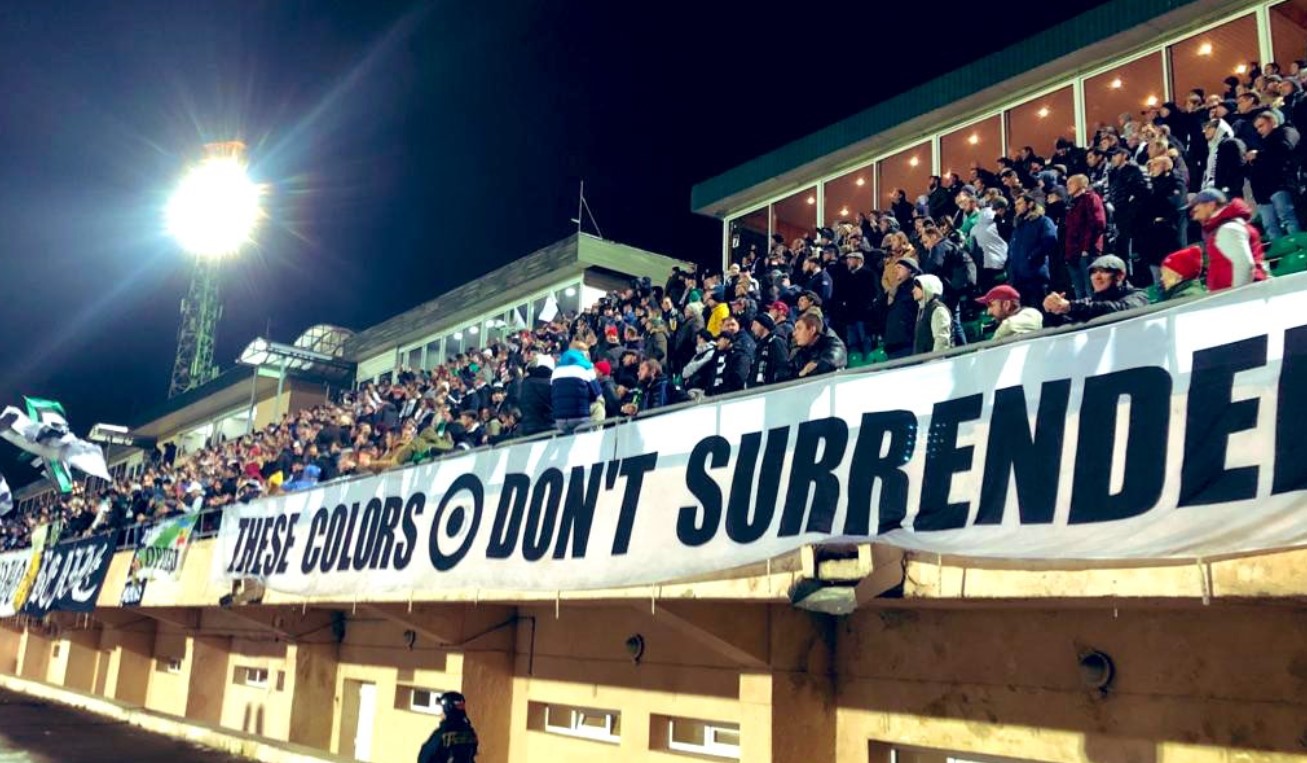 Болельщики «Торпедо» во время матча с «Крыльями Советов»