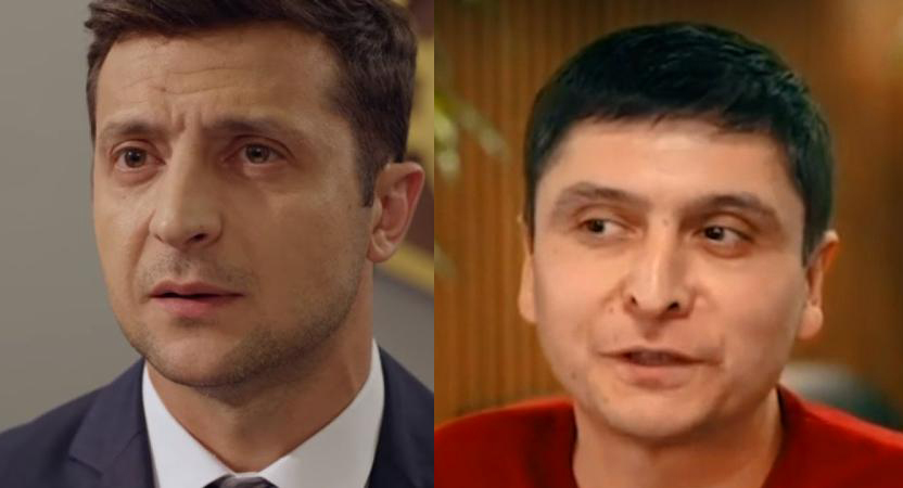 (слева направо) Президент Украины Владимир Зеленский и его двойник Умид