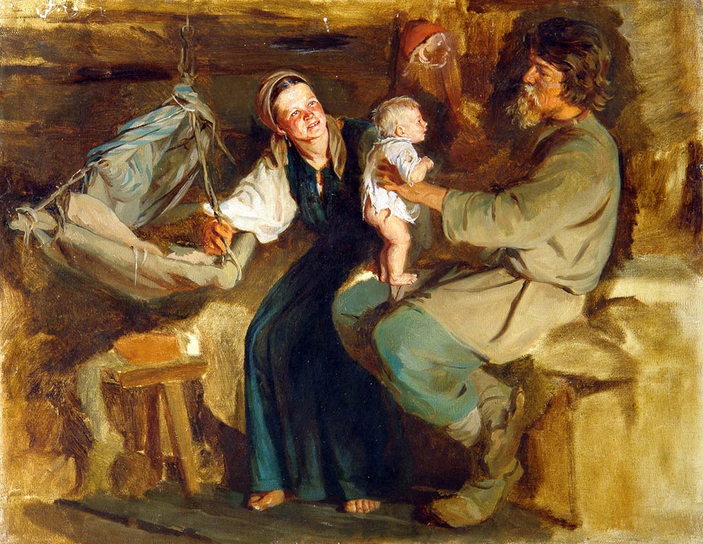 Кирилл Лемох, картина «Родительская радость», начало 1870-х, холст