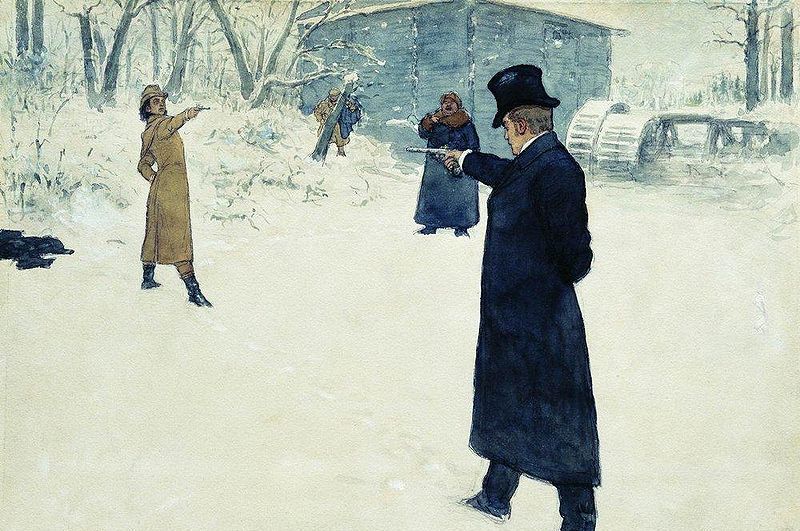 Дуэль Онегина и Ленского, Илья Репин (1899)