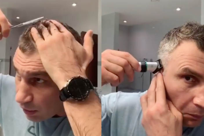 Мэр Киева Виталий Кличко показал процесс стрижки во время карантина