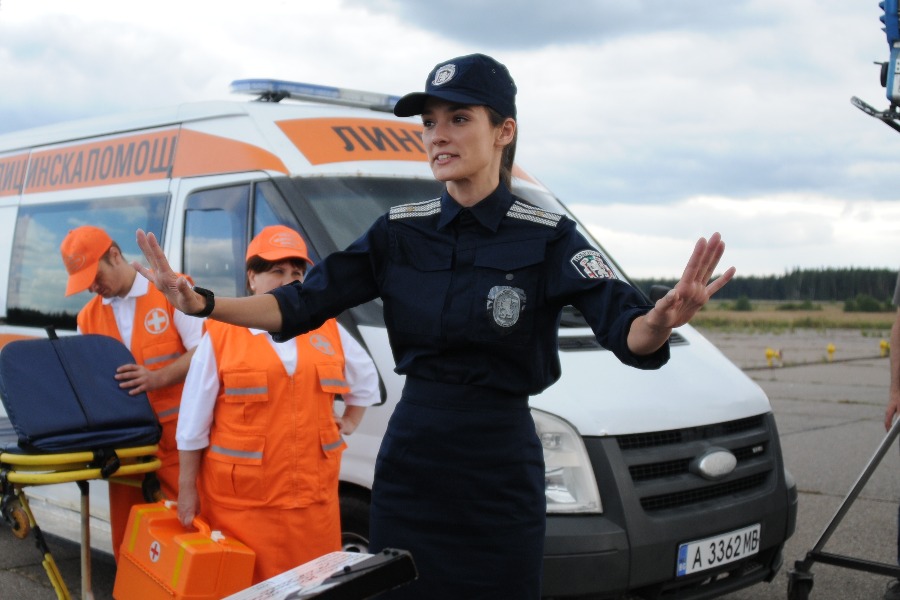 Актриса Лорина Камбурова в роли главной героини Бояны на съемках фантастической комедии «Любовь и монстры»