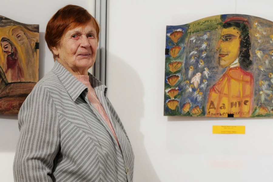 Художница Таисия Швецова представила портрет поэта Данте Алигьери. Она посвятила отдельный цикл картин сюжету «Божественной комедии»