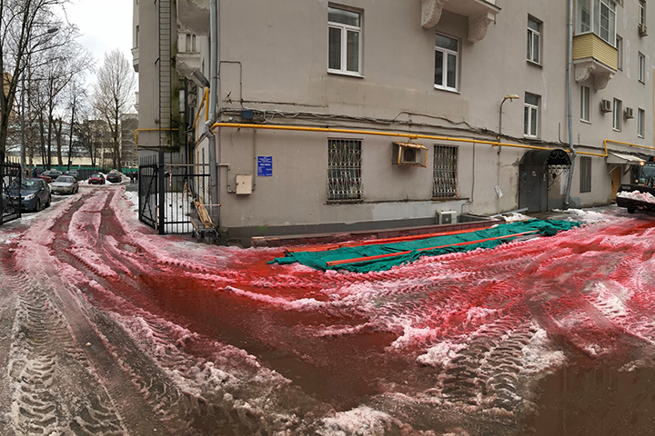 Жителей севера Москвы удивил «покрасневший» снег