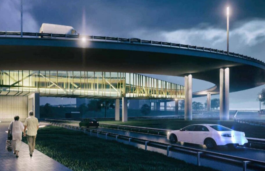 Надземный пешеходный переход построят вдоль съезда с Новоегорьевского шоссе на МКАД