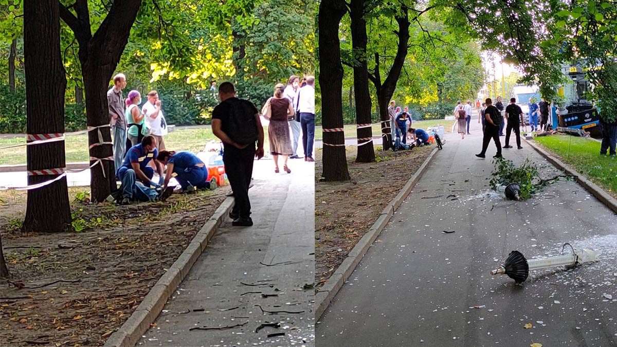 Автобус врезался в столб возле здания МГУ на юго-западе Москвы