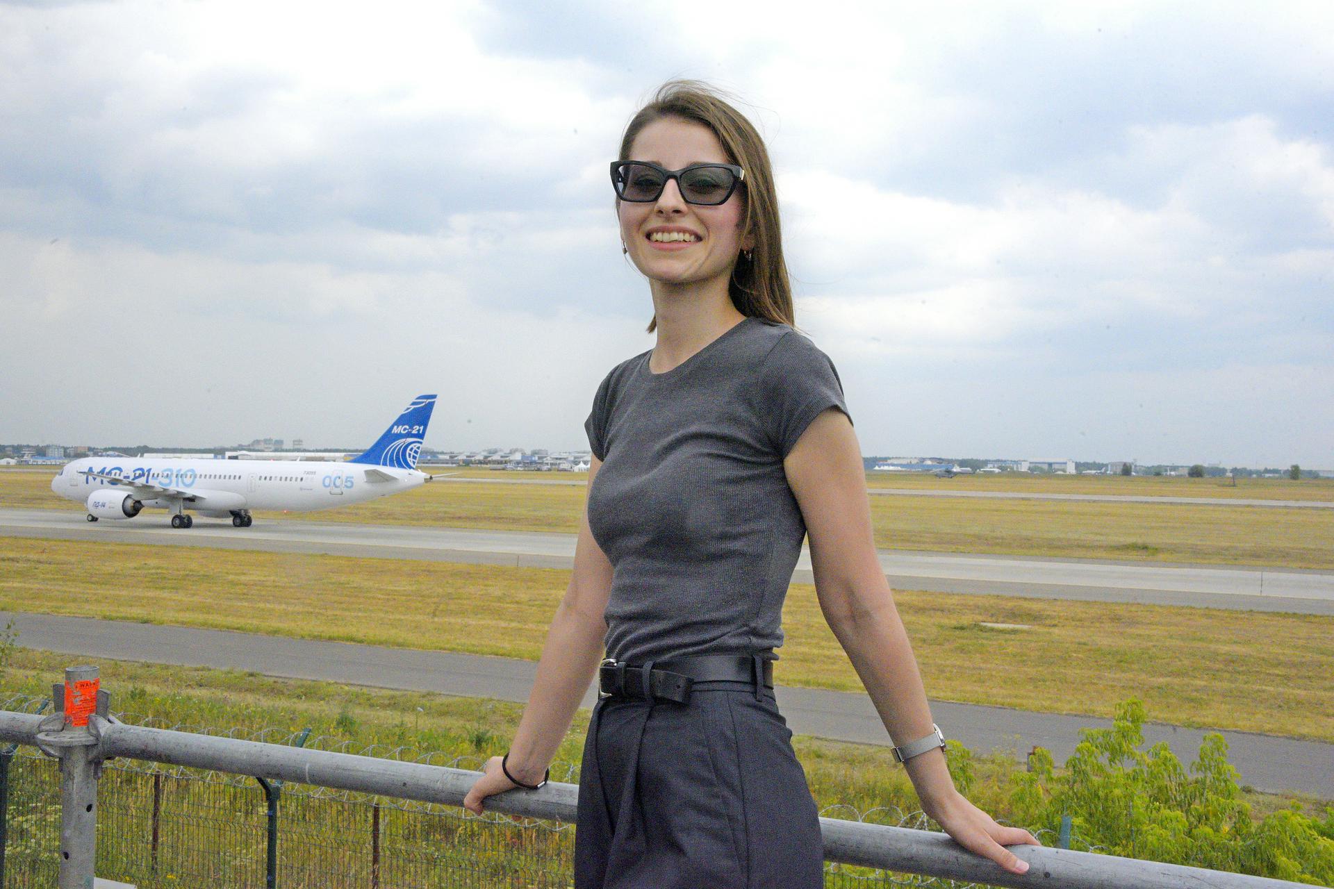 Кристина Валиева во время пробных полетов пассажирского самолета МС-21–310