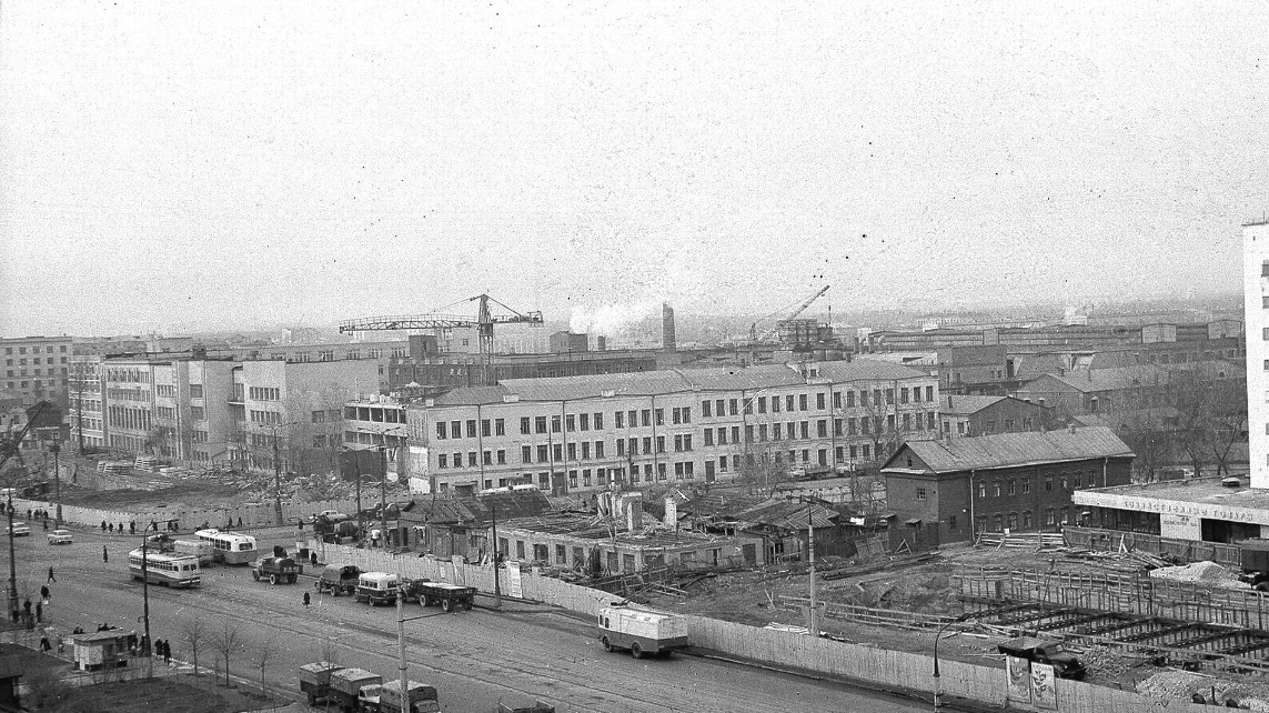 1964 год. Панорамный вид на строительство станции метро «Преображенская площадь» 