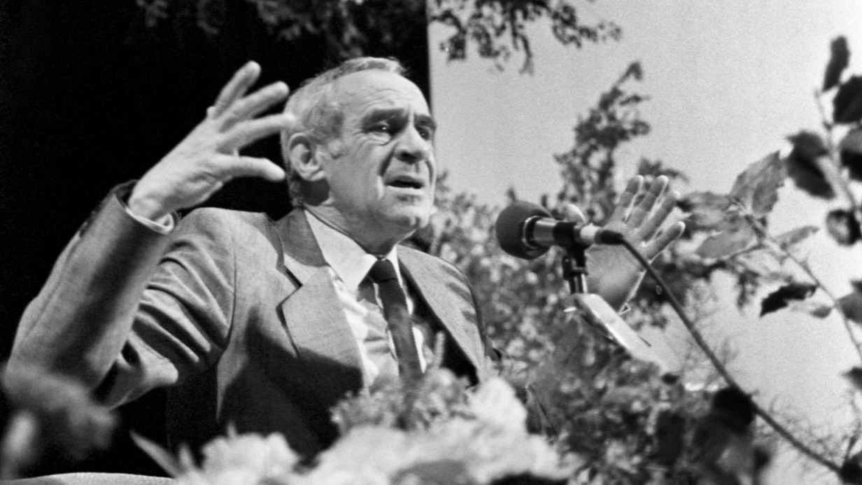 XX Всесоюзный кинофестиваль. Выступает актер Зиновий Гердт.