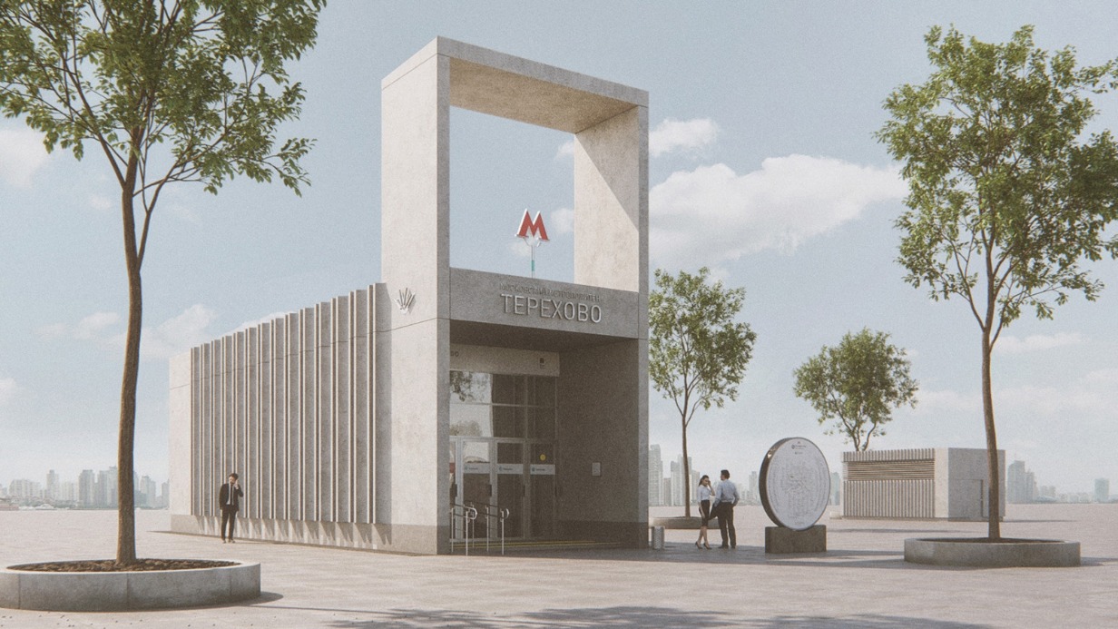 Дизайн-проект наземного вестибюля станции «Терехово» Большого кольца с высаженными деревьями