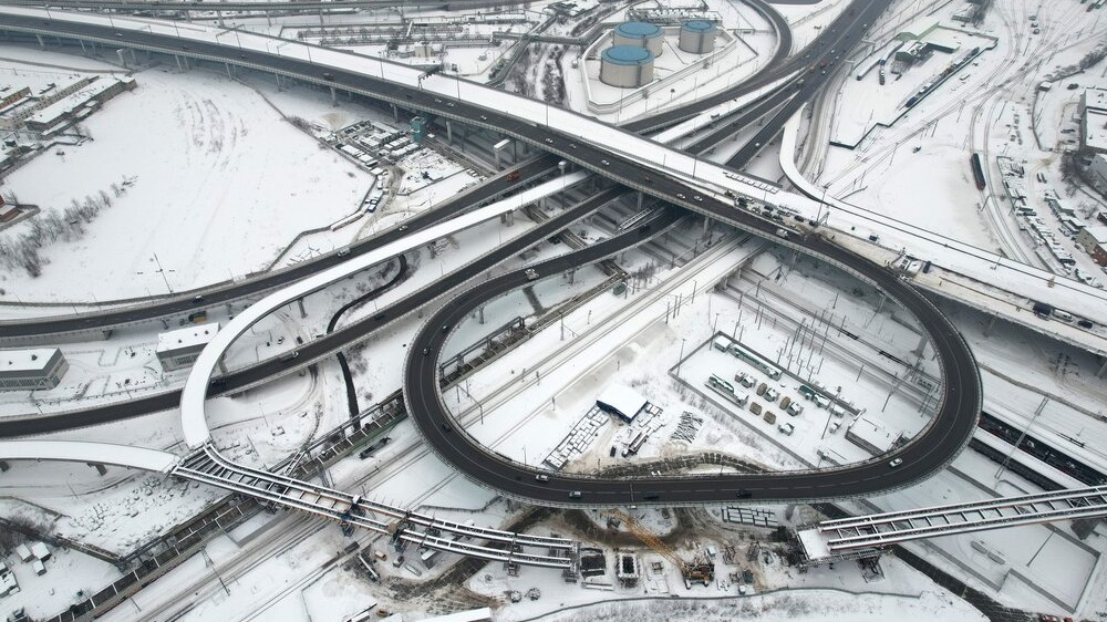 Вид на одну из развязок на Московском скоростном диаметре