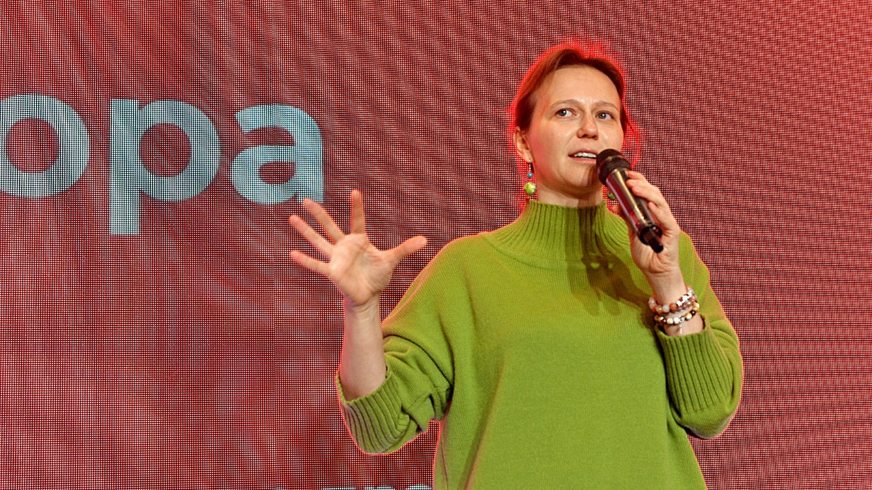 Уполномоченный по защите прав предпринимателей в городе Москве Татьяна Минеева на открытии форума образовательной программы MOS.МШУ