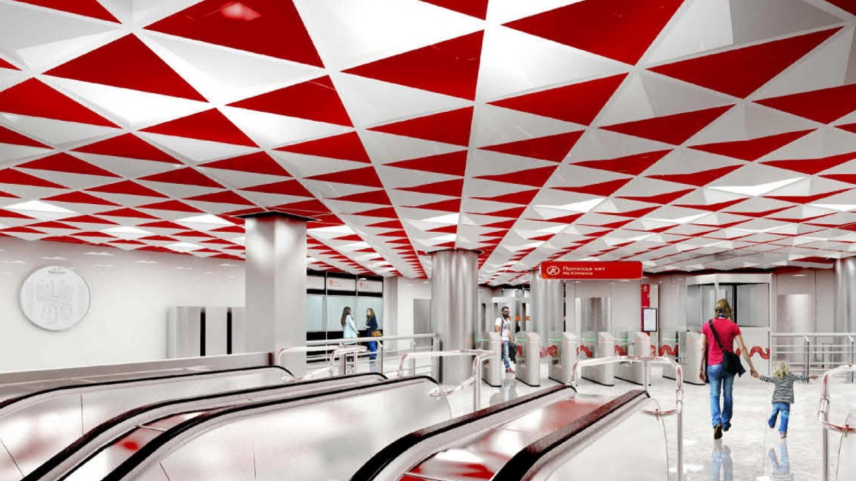 Проект вестибюля будущей станции «Яхромская» северного участка Люблинско-Дмитровской линии столичного метрополитена