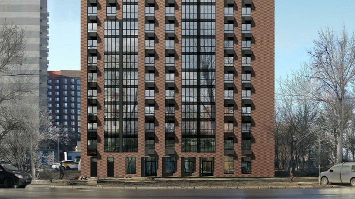 Дом по реновации в Люблине облицуют пиленым кирпичом двух цветов