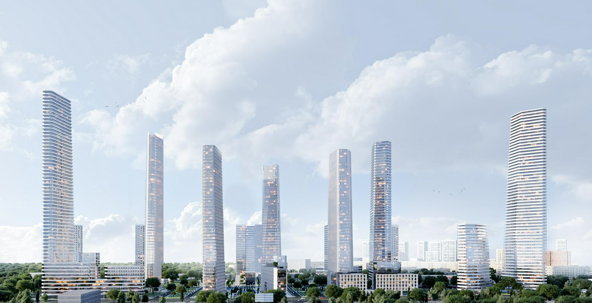 Такой архитекторы видят будущую панораму жилых кварталов на территории, которую занимала промышленная зона Кунцево