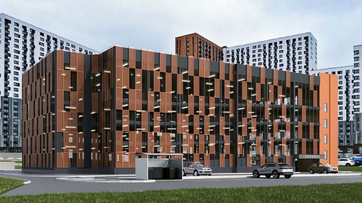 Паркинг на 300 автомобилей в Московском выполнят в черно-оранжевой гамме