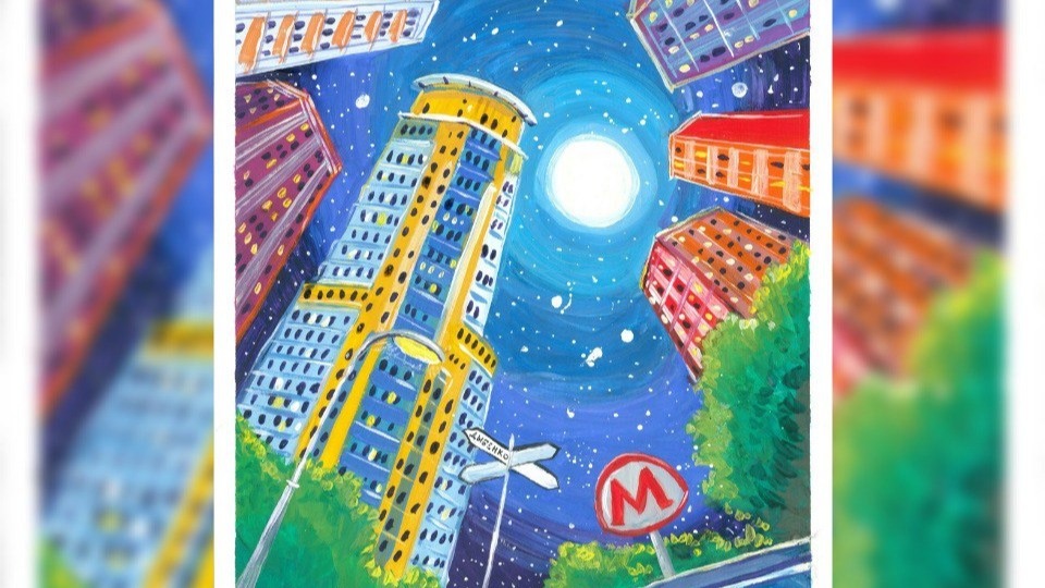 Салина Черновалюк из района Ховрино участвовала в конкурсе как любитель. Девочка нарисовала «Северную корону» — так она называет высокое красивое здание, напоминающее башню, во дворе ее дома — и покорила жюри. Юная художница не только выбрала необычный ракурс, но и добавила несколько красочных деталей от себя. За свой рисунок она получила первое место в основной номинации 