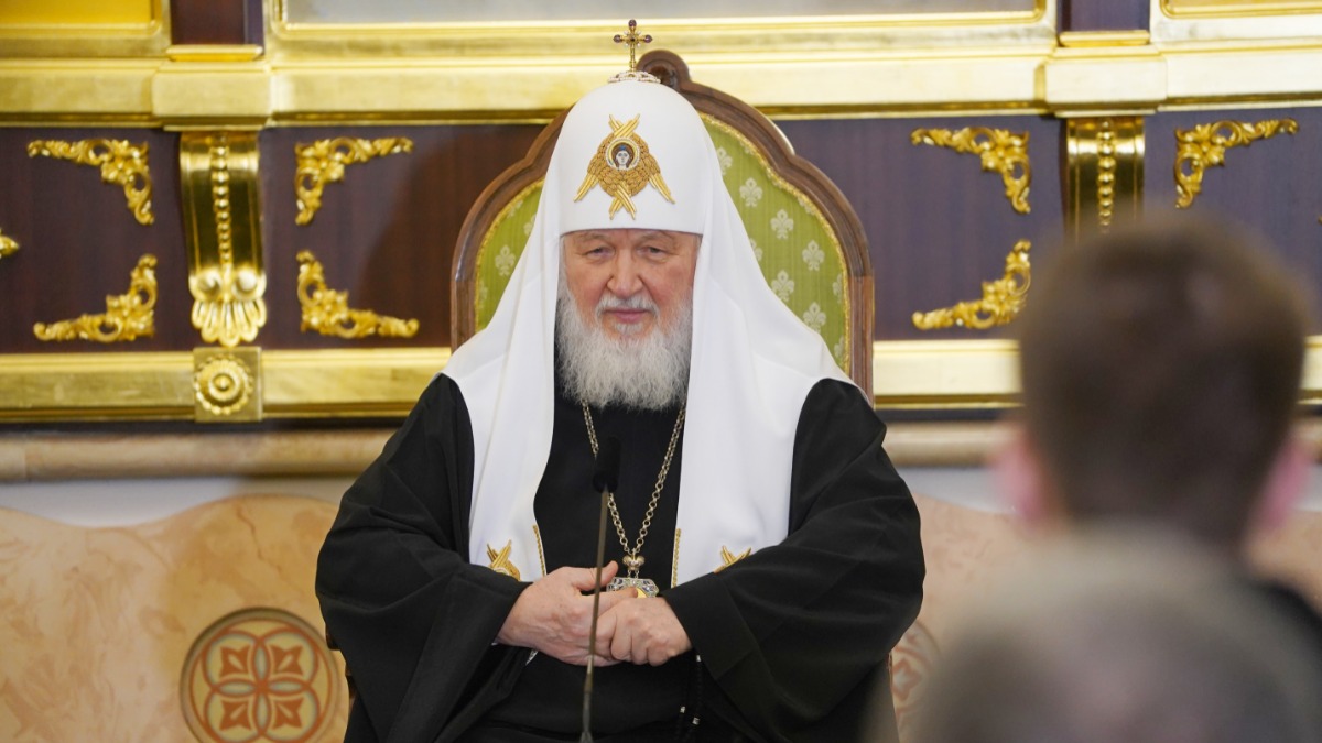 Патриарх Московский и всея Руси Кирилл на встрече с участниками детских спортивных делегаций Донбасса в кафедральном соборе храма Христа Спасителя