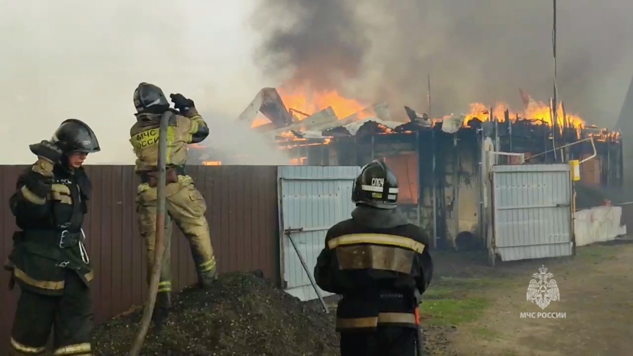 Площадь пожара в станице Логоушка Курганской области выросла до 6000 квадратных метров