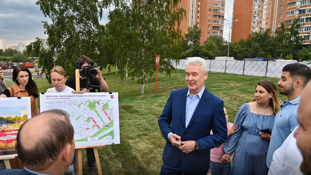 Собянин сообщил о скором окончании комплексного благоустройства Марьинских прудов