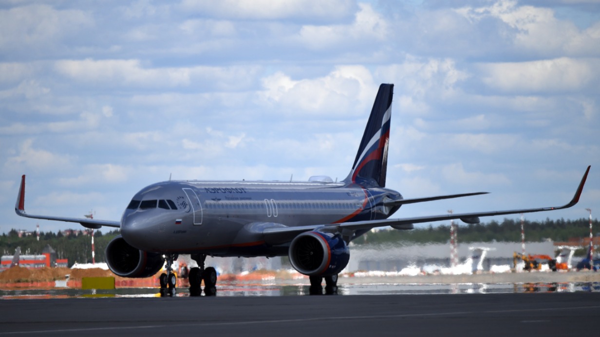 Самолет Airbus в парке «Аэрофлота» в аэропорту Шереметьево 