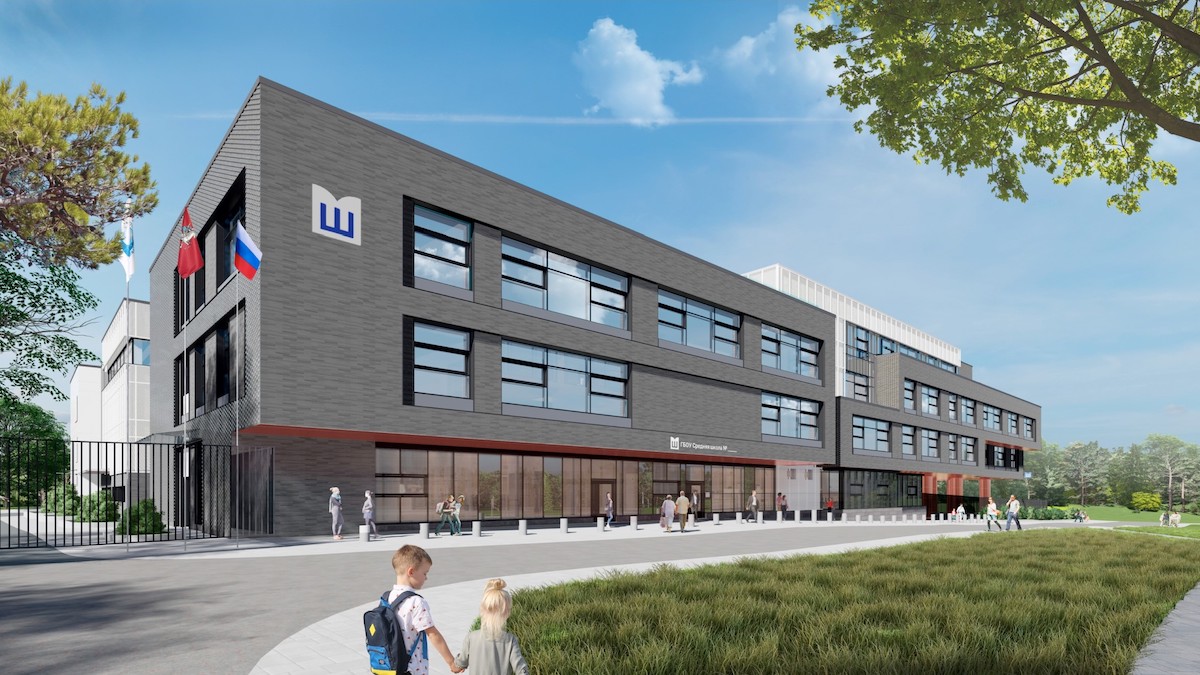 Началась отделка фасадов и остекление здания учебного корпуса в районе Раменки