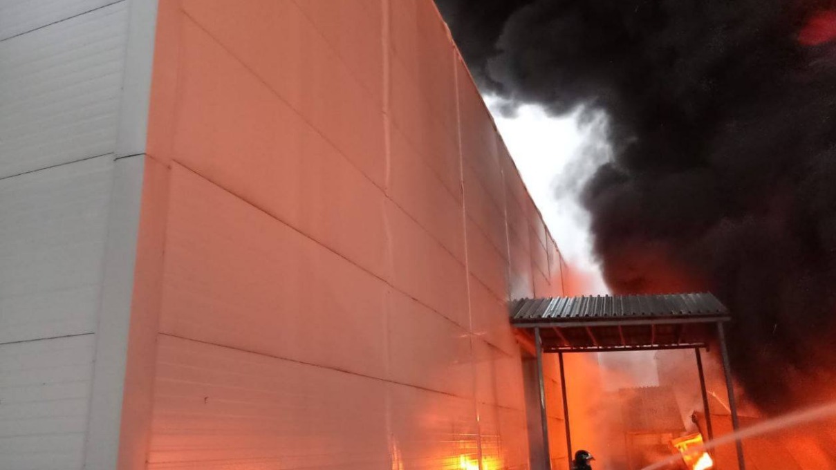 Появились кадры с места тушения пожара в Подмосковье