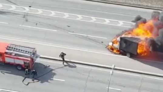 Появилось видео взрыва «газели» на улице Лобачевского