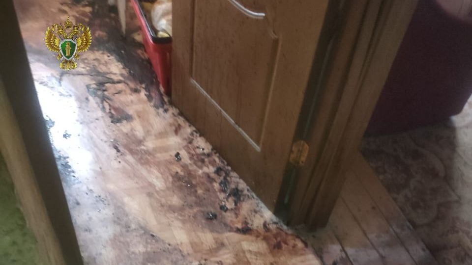 Появились кадры квартиры в Чехове, где внук отрубил голову дедушке