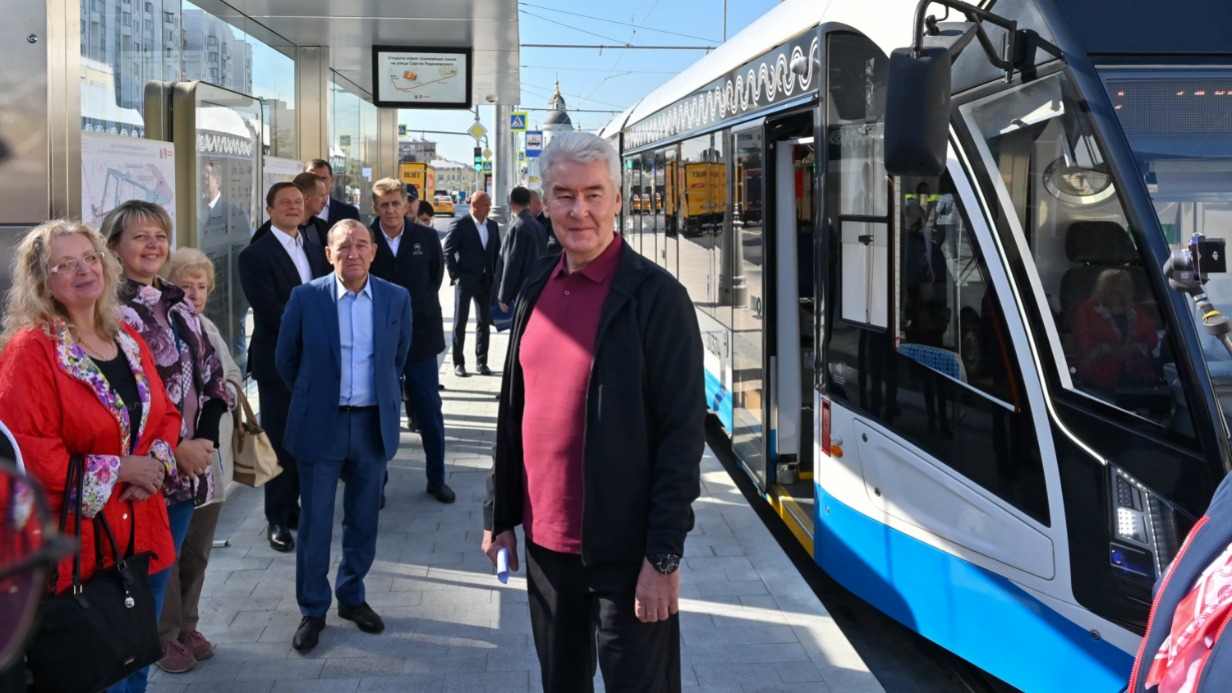 Мэр Москвы Сергей Собянин запустил трамвайное движение на улице Сергия Радонежского