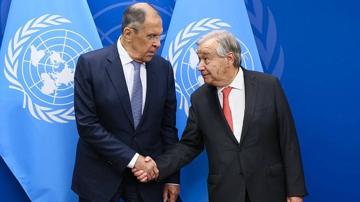 Глава МИД РФ Лавров проводит переговоры с генсеком ООН Гутеррешем в Нью-Йорке