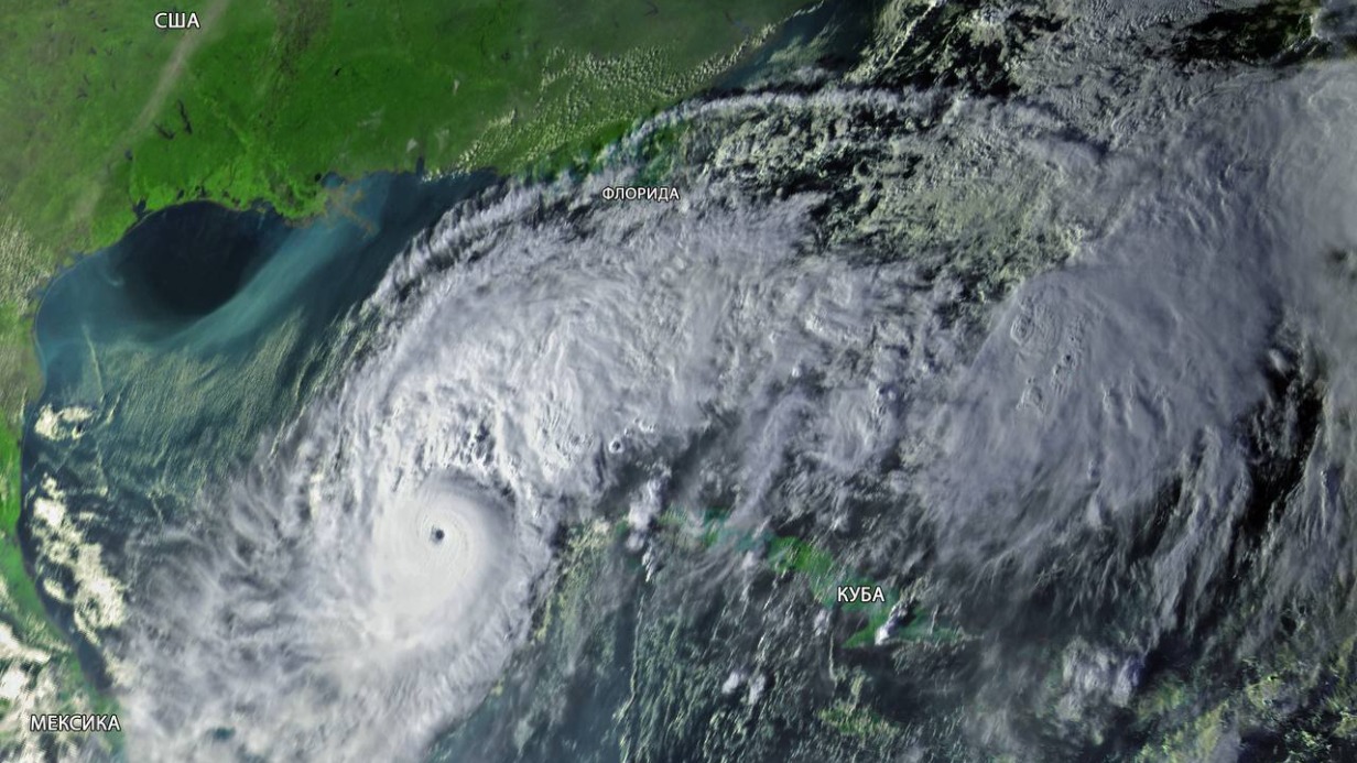 Роскосмос опубликовал съемку разрушительного урагана «Милтон» со спутника