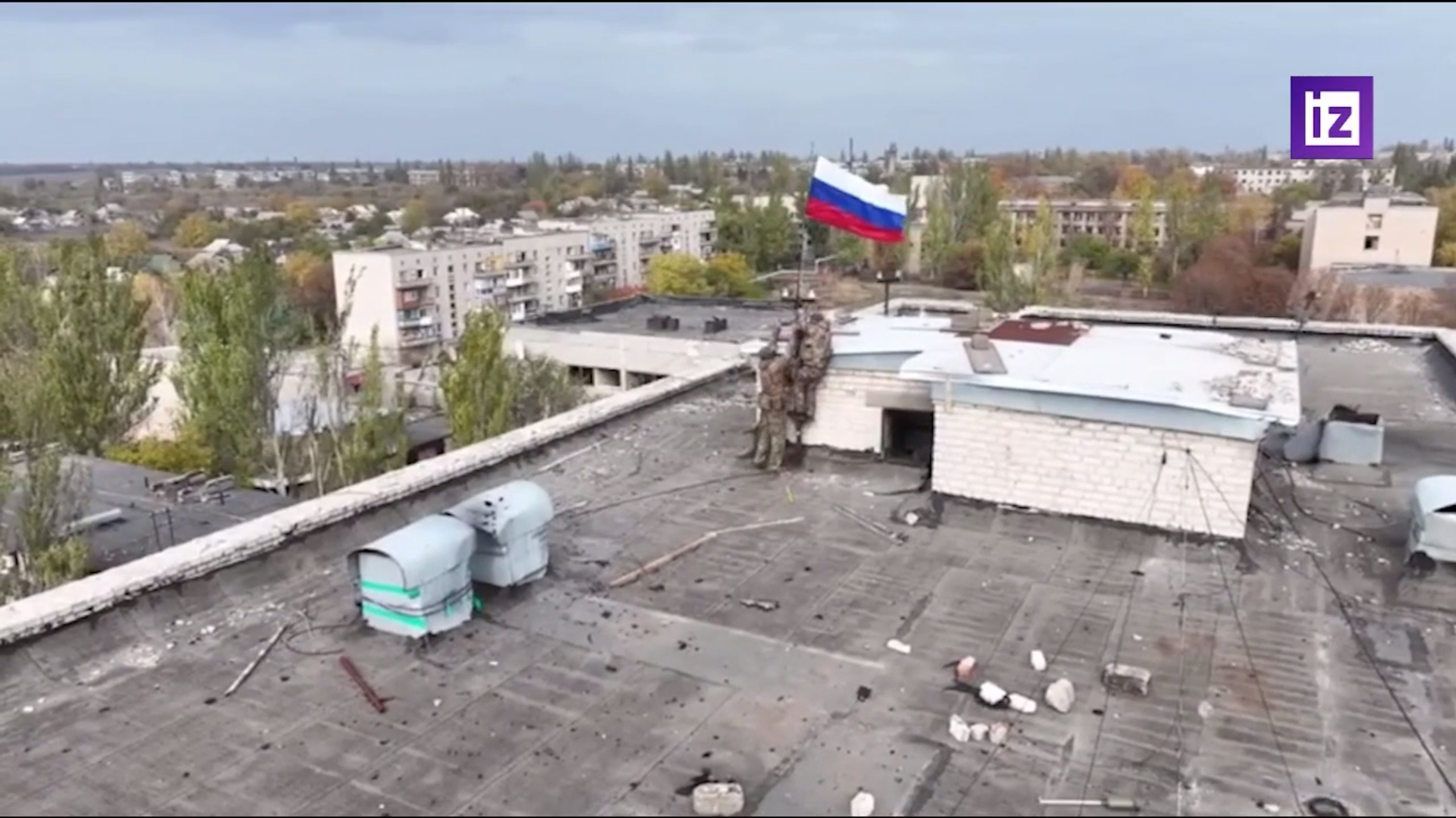 Появилось видео установки флага России в Селидове