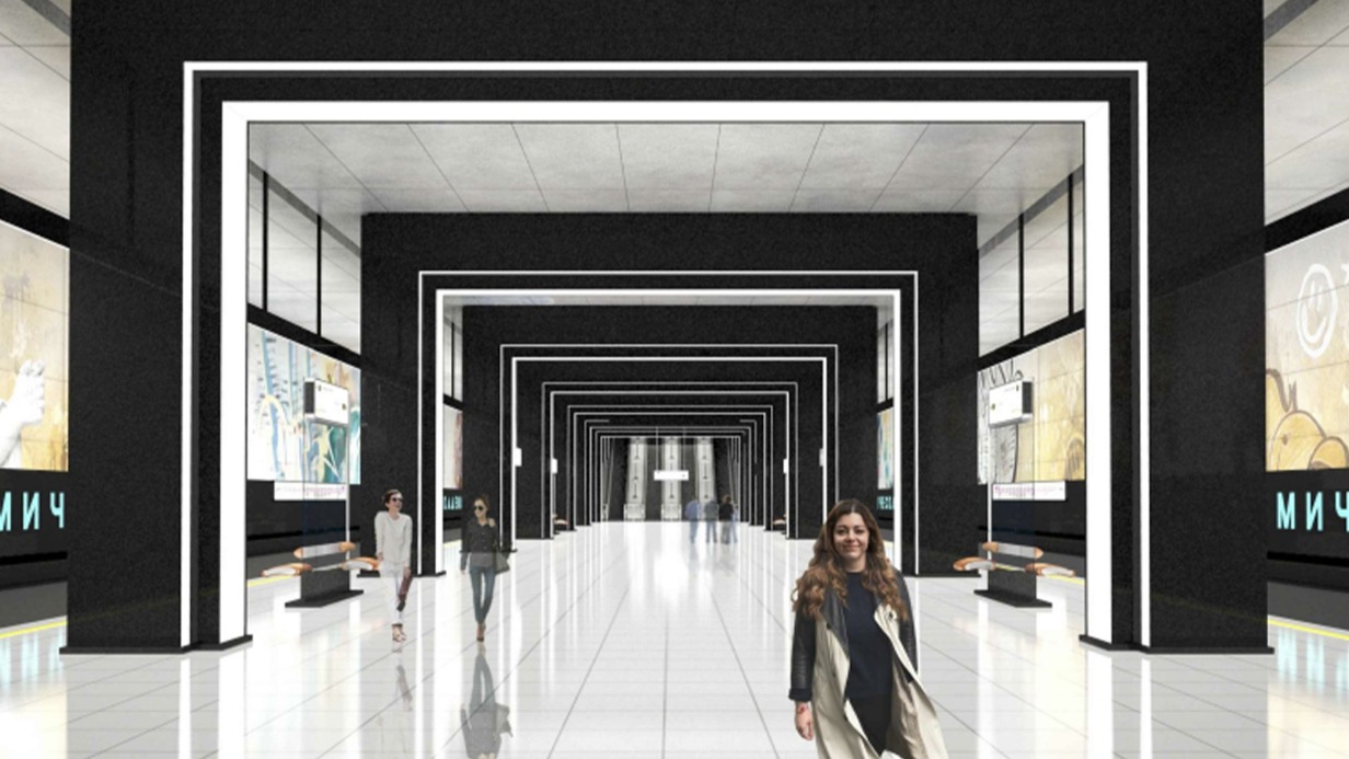 Проект будущей станции «Академическая» на Троицкой линии: ее украсят античные произведения искусства в технике граффити