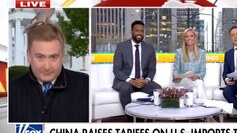 Журналисту Fox News в прямом эфире у Белого дома села на голову птица