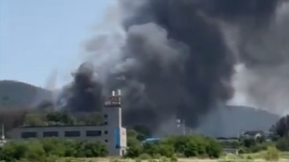 В Сети появились кадры с места крушения военного самолета в Южной Корее