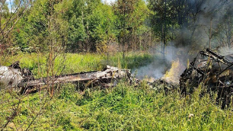 Появились кадры с места крушения легкомоторного самолета в Подмосковье