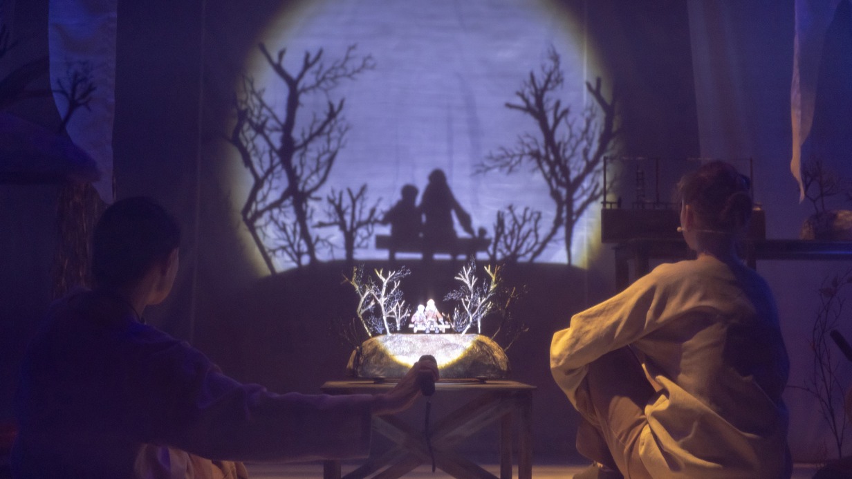 Некоторые сцены поставлены средствами трехмерного теневого театра