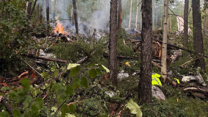 Появились кадры с места крушения самолета Ан-24 в Амурской области