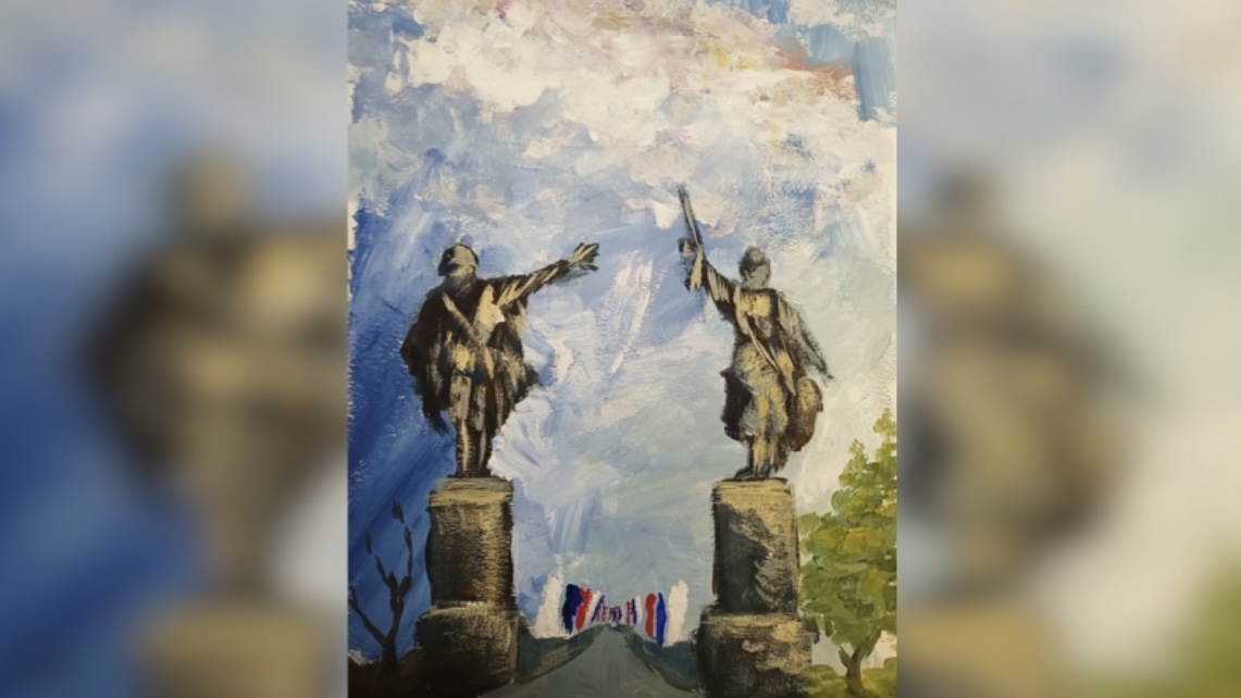 15-летняя участница конкурса «Наследие моего района» Алиса Кайнова нарисовала мост Победы, который расположен в Войковском районе столицы