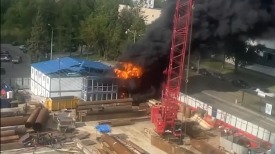 Пожар произошел на стройке новой станции метро «Серебряный Бор» в Москве (видео)
