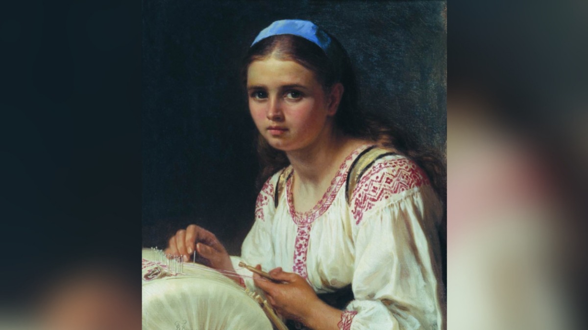 Василий Верещагин. Кружевница. Героине картины для работы булавок требовалось много