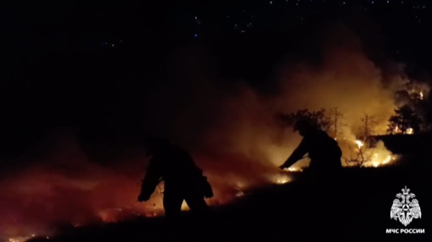 Площадь пожара в поселке Орджоникидзе в Крыму увеличилась до 80 гектаров