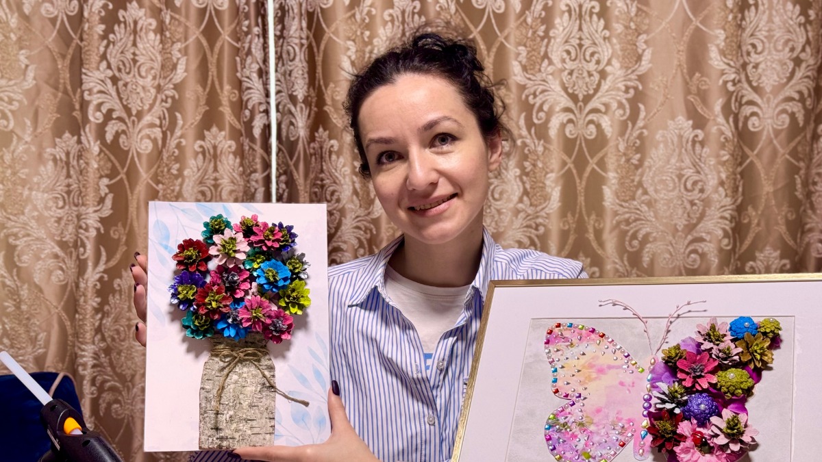 Рукодельница Светлана Федотова показывает свои сезонные поделки