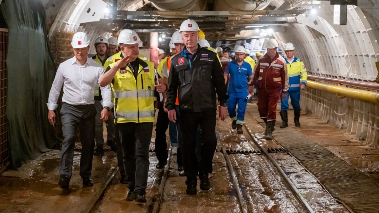 Мэр Москвы Сергей Собянин посетил строительную площадку станции «Достоевская» Кольцевой линии метрополитена