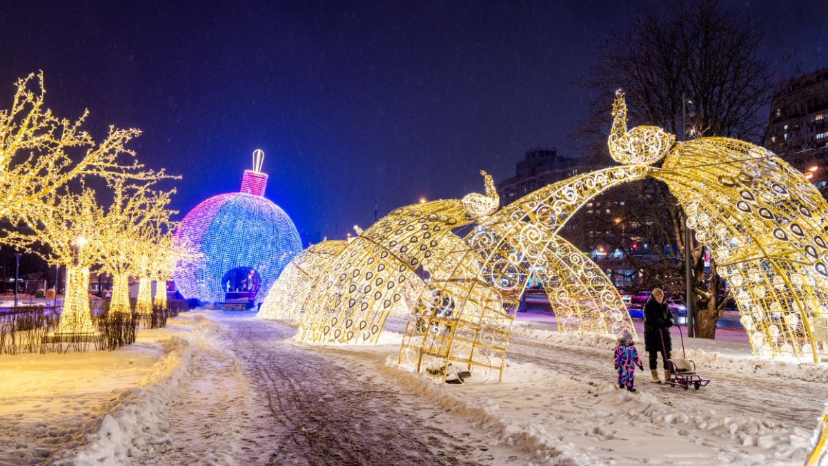 Масштабные световые инсталляции установили возле цирка на проспекте Вернадского