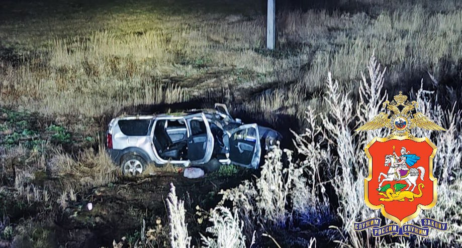 Автомобиль вылетел в кювет на трассе в Подмосковье, есть пострадавшие